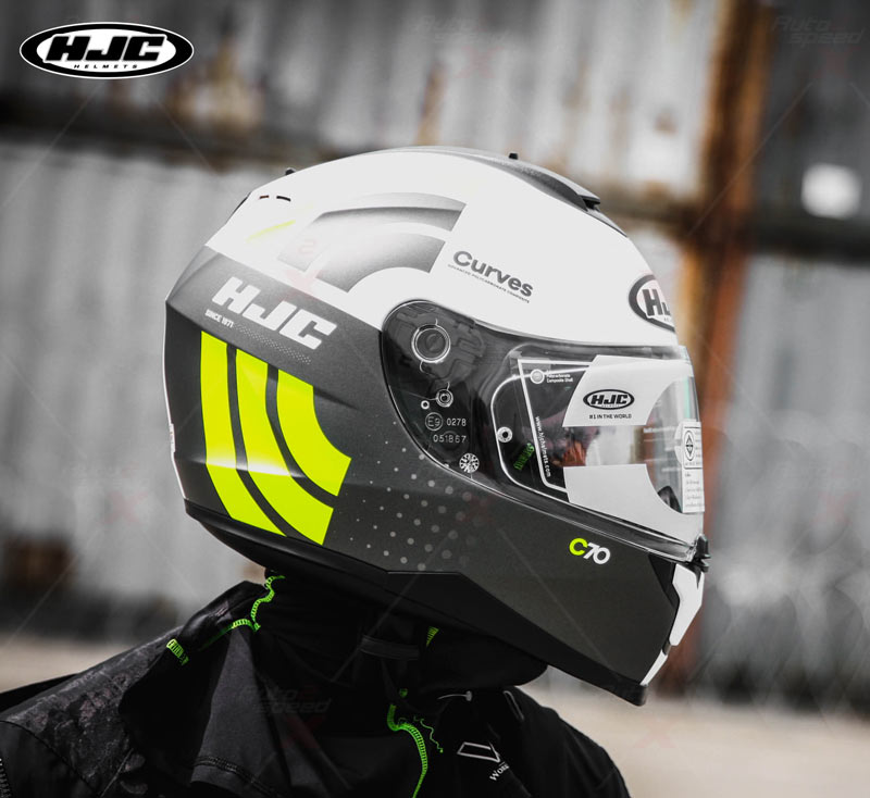 Мотошлем HJC C70 Curves серый/белый/желтый