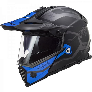 Мотошлем LS2 MX436 Pioneer Evo Cobra черный синий - магазин Motostyles