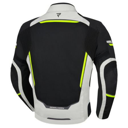 Мотокуртка текстильная Rebelhorn Flux черный/серый/флуо желтый