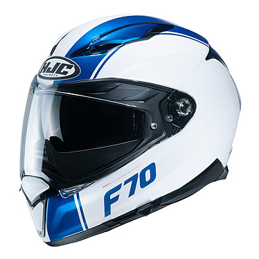 Мотошлем HJC F70 Mago белый синий - магазин Motostyles