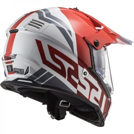 Мотошлем LS2 MX436 Pioneer Evo Evolve красный белый - магазин Motostyles