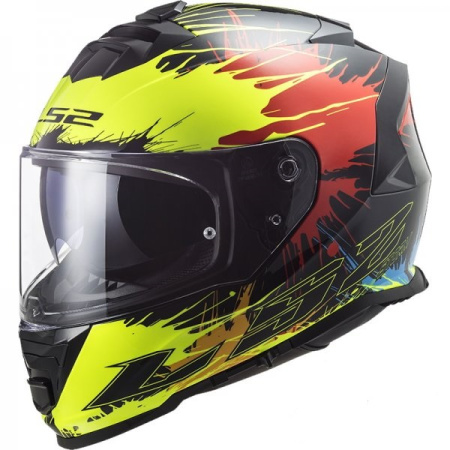 Мотошлем LS2 FF800 Storm Drop матовый черный/желтый/красный - магазин Motostyles