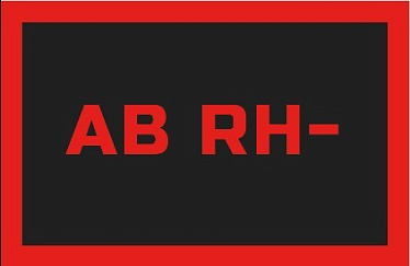 Эмблема на липучке группа крови AB RH- черный красный 50X80мм - магазин Motostyles