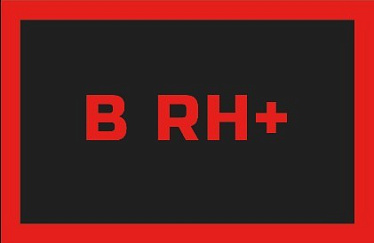 Эмблема на липучке группа крови B RH+ черный красный 50X80мм - магазин Motostyles