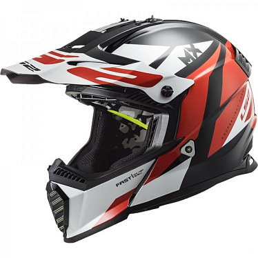 Мотошлем детский LS2 MX437 Fast Evo MINI STRIKE black white red - магазин Motostyles
