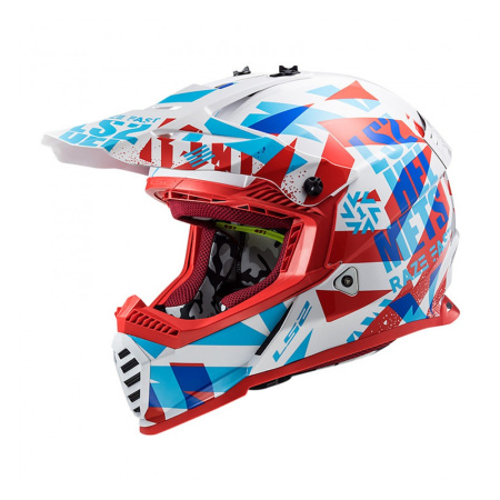 Мотошлем LS2 MX437 Fast Evo Funky красный белый - магазин Motostyles