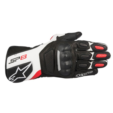 Мотоперчатки кожаные Alpinestars SP-8 V2 черный/белый/красный - магазин Motostyles