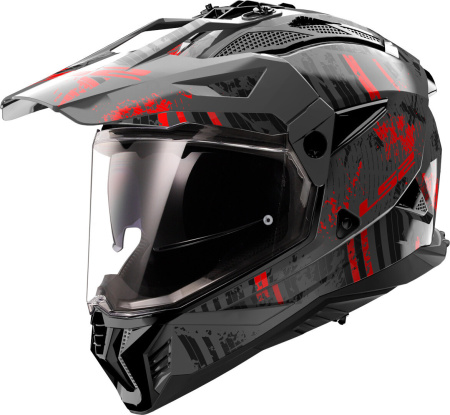 Мотошлем LS2 MX702 Pioneer II CRAZY черный красный - магазин Motostyles