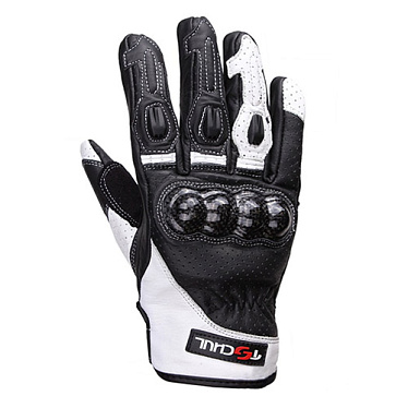 Мотоперчатки кожаные Tschul 316 черный белый - магазин Motostyles
