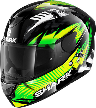 Мотошлем Shark D-Skwal 2 Penxa черный/зеленый/желтый - магазин Motostyles