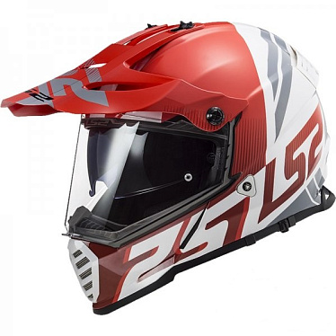 Мотошлем LS2 MX436 Pioneer Evo Evolve красный белый - магазин Motostyles