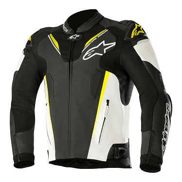 Мотокуртка кожаная Alpinestars Atem V3 белый/черный/флуо/желтый